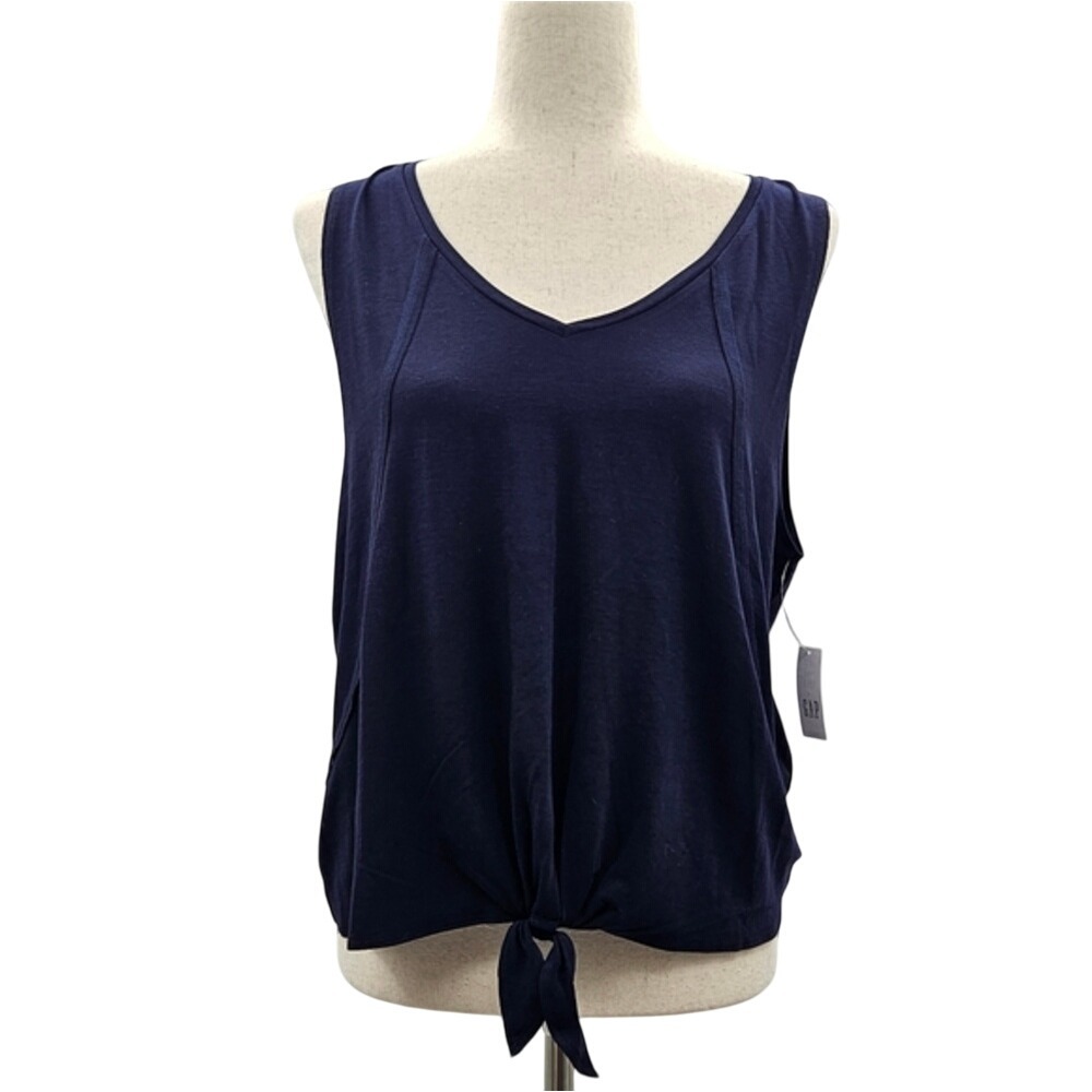 GAP Gapfit Navy Blue Sleeveless Tie-Front Tank Top - Casual‎ Everyday Style